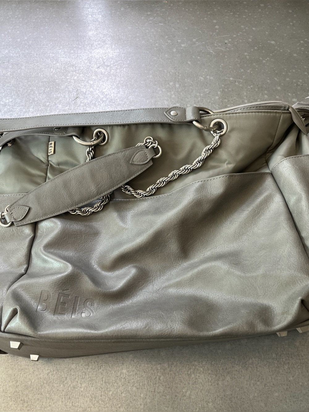 BEIS Gray Convertible Baby Bag with Chain Accent